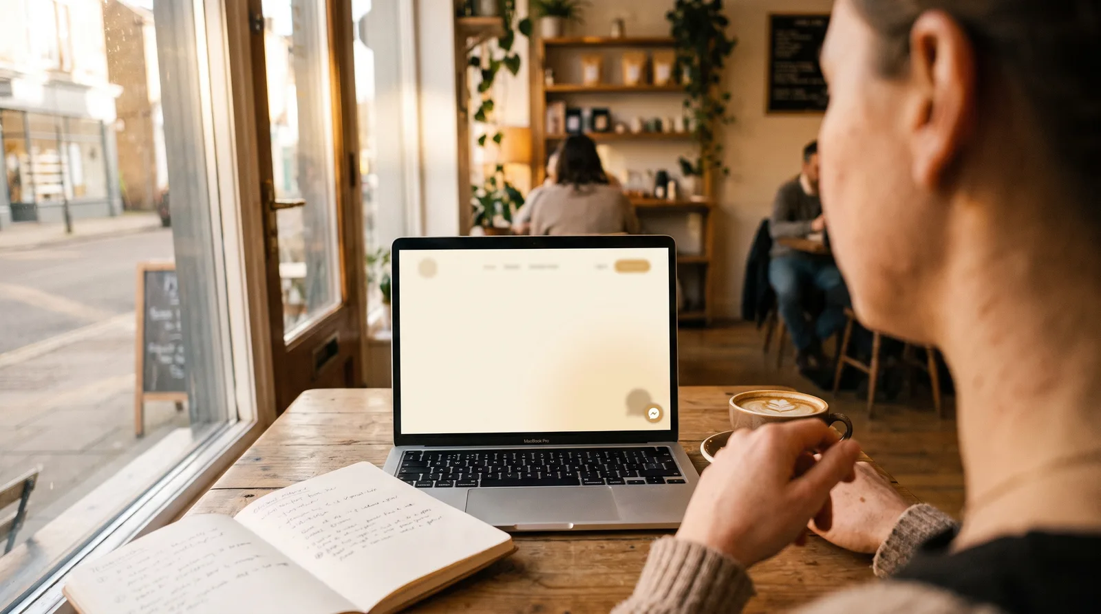 An AI chatbot widget answering a website visitor's question in real time on a small-business site