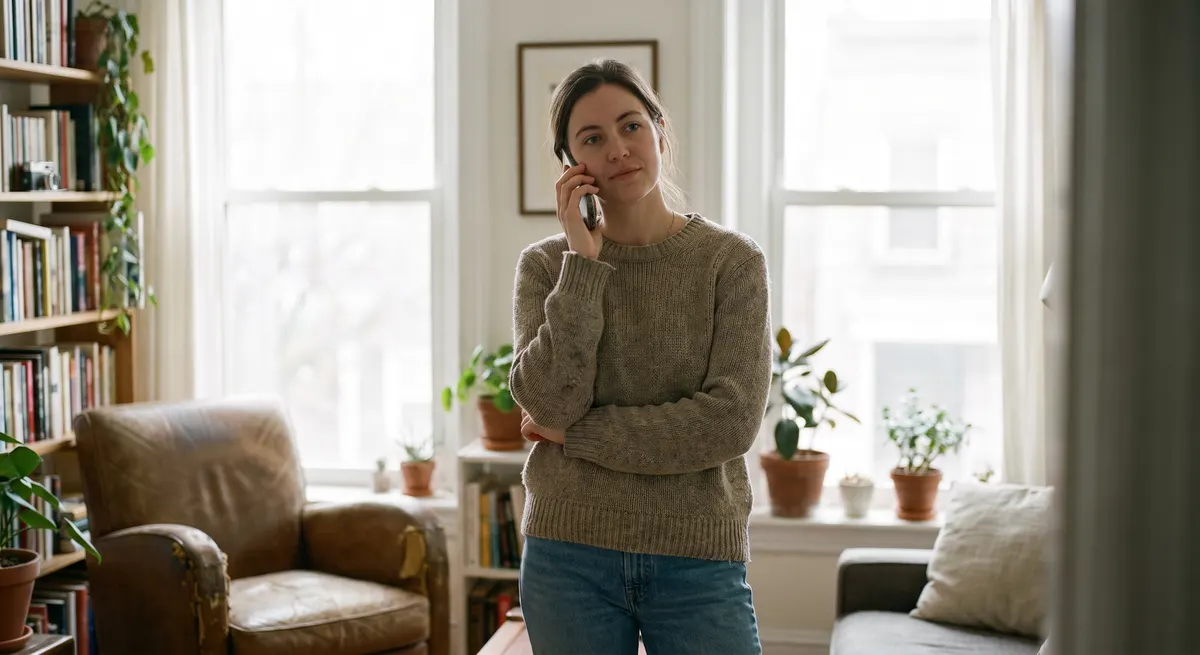 Tenant calling from home in the evening — an after-hours answering service for property management handles calls when the office is closed